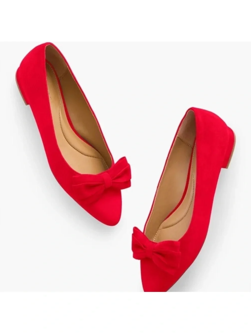 Talbots Edison Red Bow Suede Flats Size 9